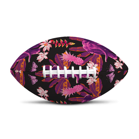 Purple Tropical Elephant Pattern Print Rugby Ball