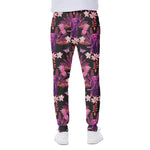 Purple Tropical Elephant Pattern Print Scuba Joggers
