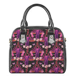 Purple Tropical Elephant Pattern Print Shoulder Handbag