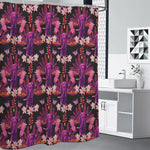 Purple Tropical Elephant Pattern Print Shower Curtain