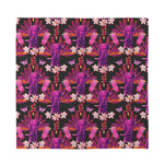 Purple Tropical Elephant Pattern Print Silk Bandana