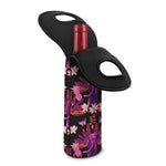 Purple Tropical Elephant Pattern Print Single Neoprene Wine Tote
