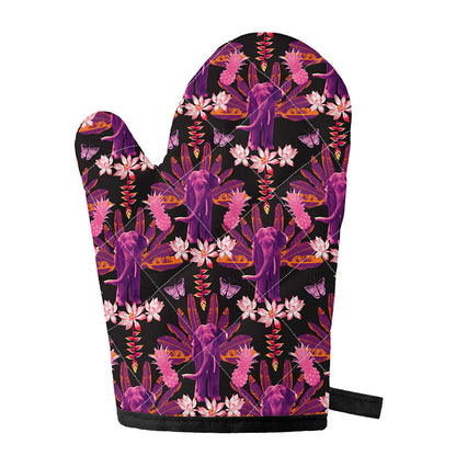 Purple Tropical Elephant Pattern Print Single Oven Mitt