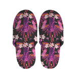 Purple Tropical Elephant Pattern Print Slippers
