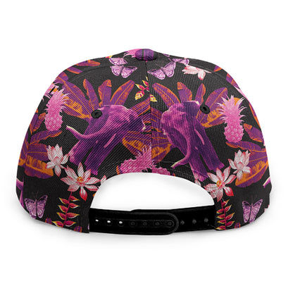 Purple Tropical Elephant Pattern Print Snapback Cap