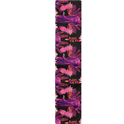Purple Tropical Elephant Pattern Print Table Runner