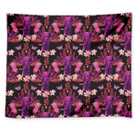 Purple Tropical Elephant Pattern Print Tapestry