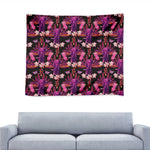 Purple Tropical Elephant Pattern Print Tapestry