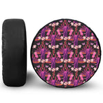 Purple Tropical Elephant Pattern Print Tire Cover