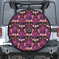 Purple Tropical Elephant Pattern Print Tire Cover With Camera Hole