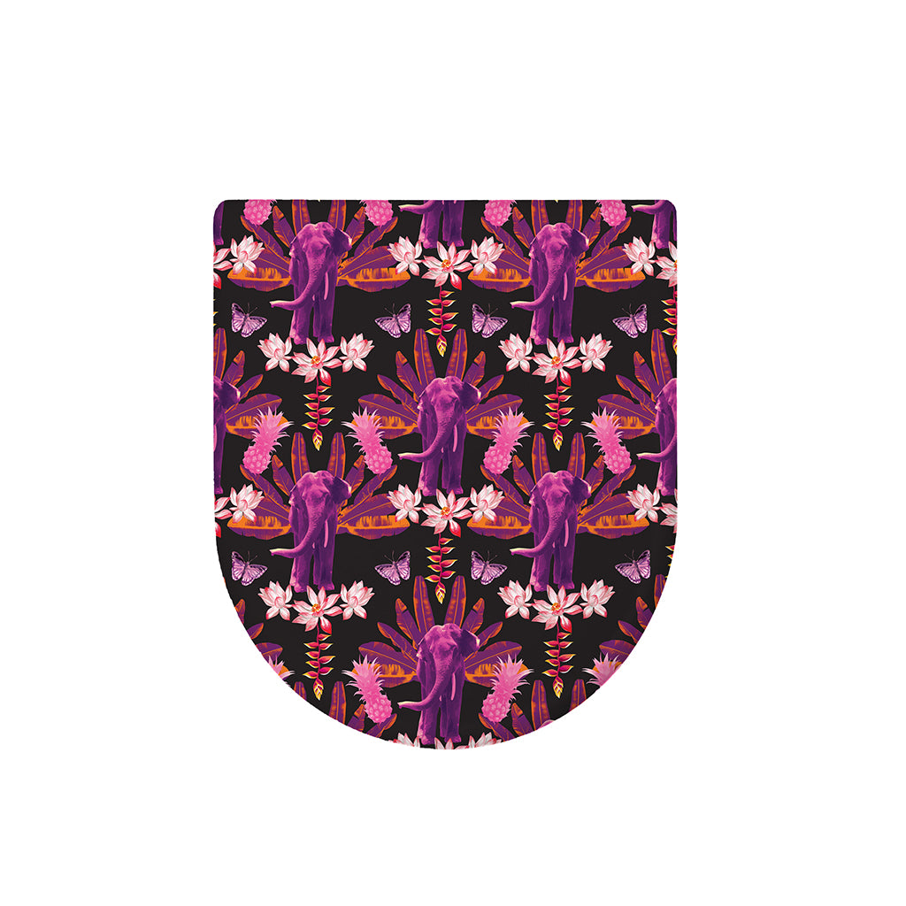 Purple Tropical Elephant Pattern Print Toilet Lid Cover