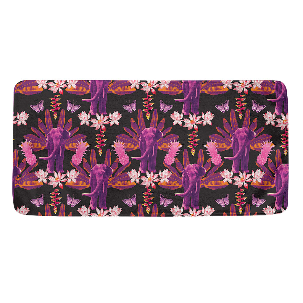 Purple Tropical Elephant Pattern Print Towel