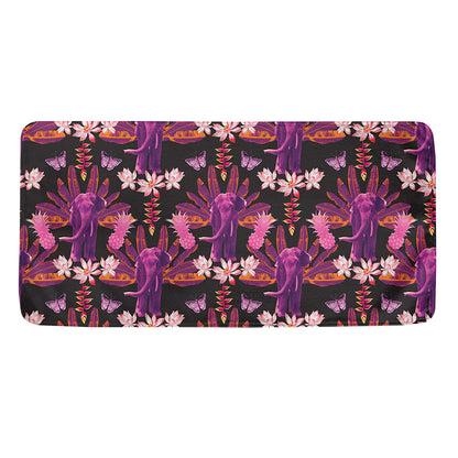 Purple Tropical Elephant Pattern Print Towel