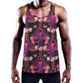 Purple Tropical Elephant Pattern Print Men's Workout Tank Top