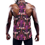 Purple Tropical Elephant Pattern Print Training Tank Top
