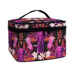 Purple Tropical Elephant Pattern Print Travel Makeup Bag