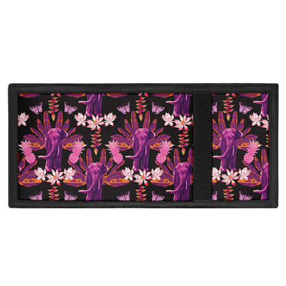 Purple Tropical Elephant Pattern Print Trifold Wallet