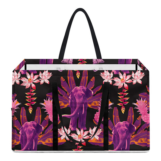 Purple Tropical Elephant Pattern Print Utility Tote Bag