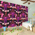 Purple Tropical Elephant Pattern Print Wall Sticker