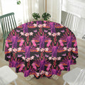 Purple Tropical Elephant Pattern Print Waterproof Round Tablecloth