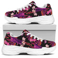 Purple Tropical Elephant Pattern Print White Chunky Shoes