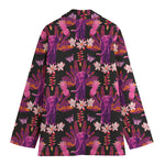 Purple Tropical Elephant Pattern Print Women's Blazer