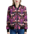 Purple Tropical Elephant Pattern Print Women's Bomber Jacket