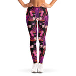 Purple Tropical Elephant Pattern Print Women's Leggings