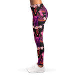 Purple Tropical Elephant Pattern Print Women's Leggings