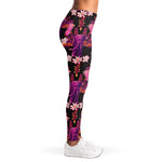 Purple Tropical Elephant Pattern Print Women's Leggings
