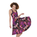 Purple Tropical Elephant Pattern Print Sleeveless Knee Length Dress