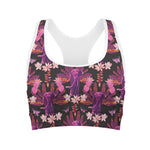 Purple Tropical Elephant Pattern Print Women's Sports Bra
