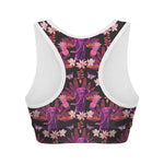 Purple Tropical Elephant Pattern Print Women's Sports Bra