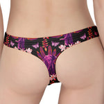 Purple Tropical Elephant Pattern Print Women's Thong