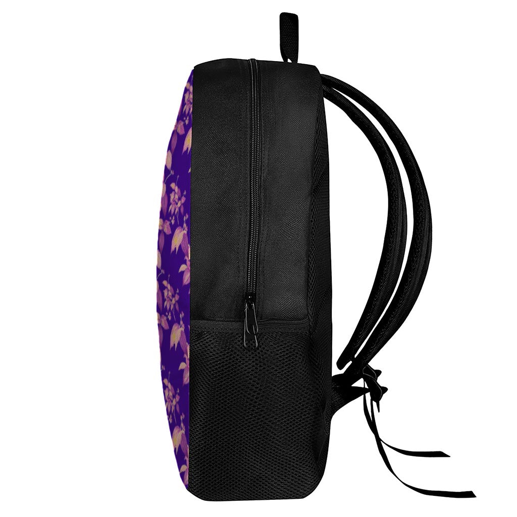 Purple Tropical Hawaiian Pattern Print 17 Inch Backpack