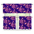 Purple Tropical Hawaiian Pattern Print 3 Piece Kitchen Curtains