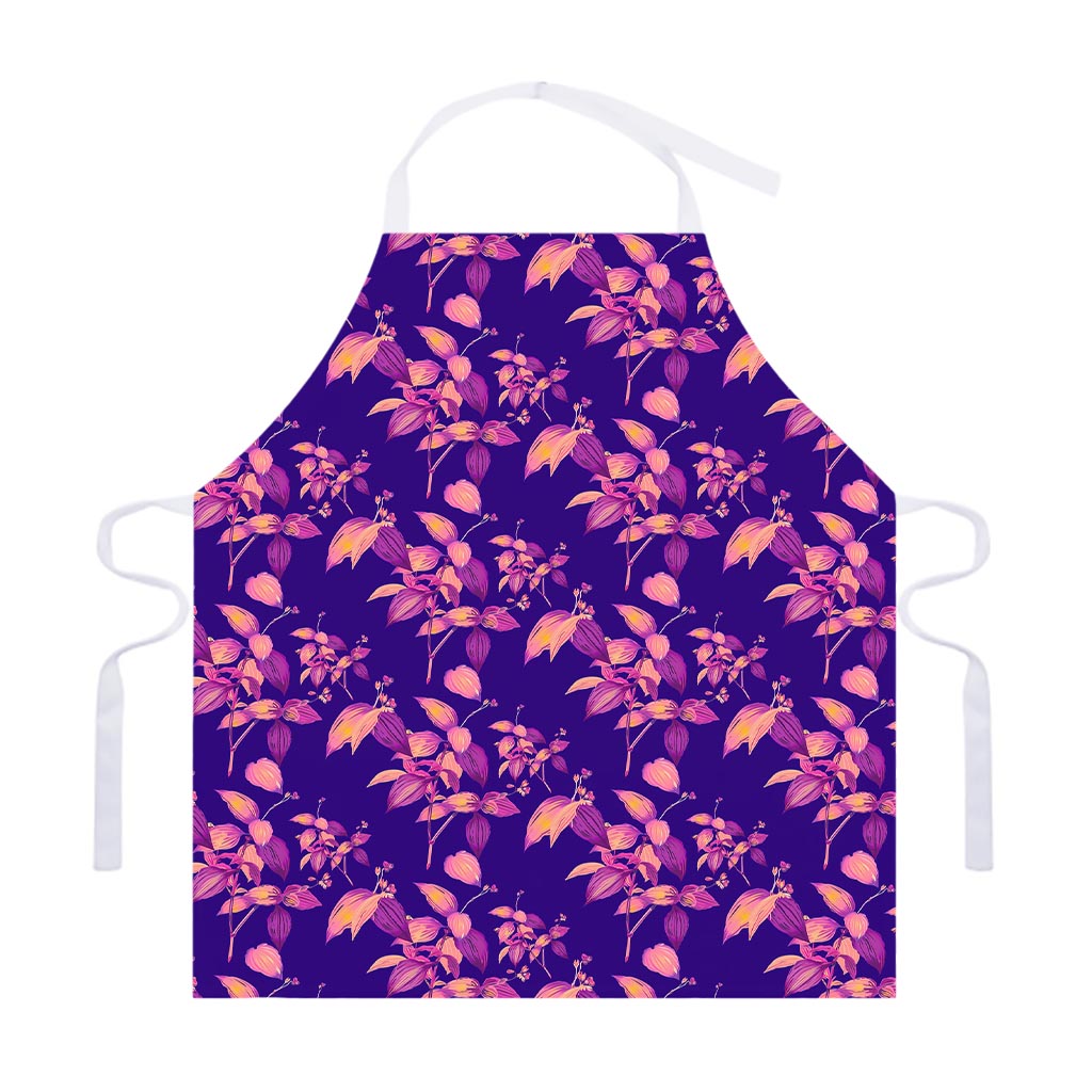 Purple Tropical Hawaiian Pattern Print Adjustable Apron