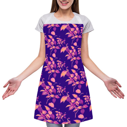 Purple Tropical Hawaiian Pattern Print Adjustable Apron