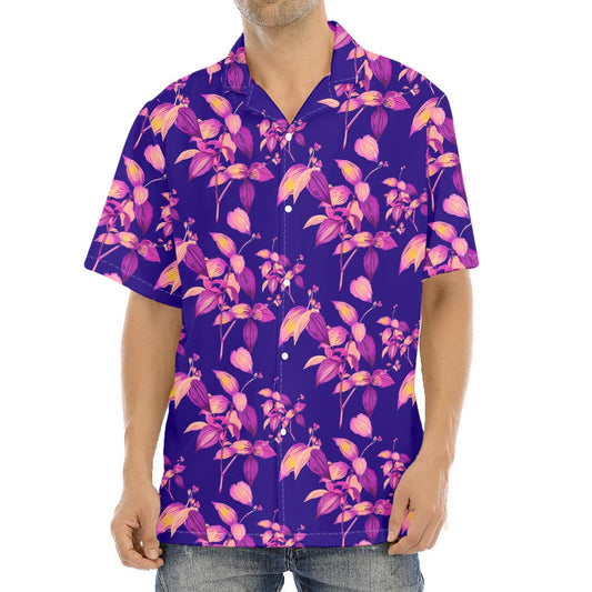 Purple Tropical Hawaiian Pattern Print Aloha Shirt