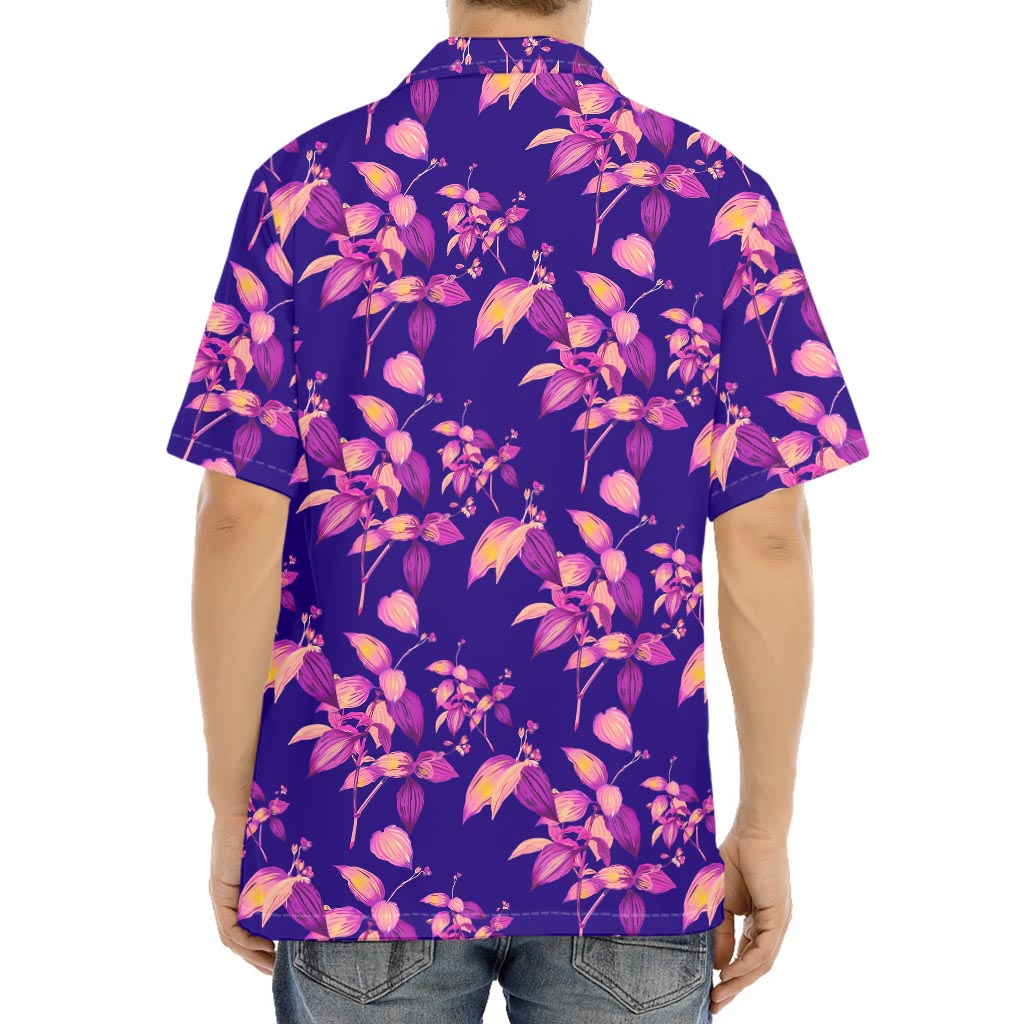 Purple Tropical Hawaiian Pattern Print Aloha Shirt
