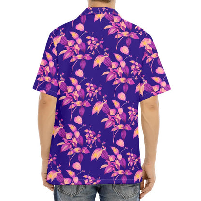 Purple Tropical Hawaiian Pattern Print Aloha Shirt