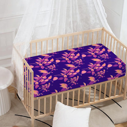 Purple Tropical Hawaiian Pattern Print Baby Crib Sheet