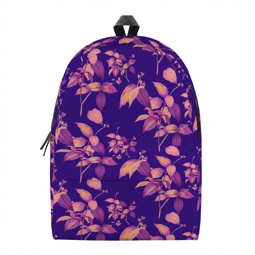 Purple Tropical Hawaiian Pattern Print Backpack