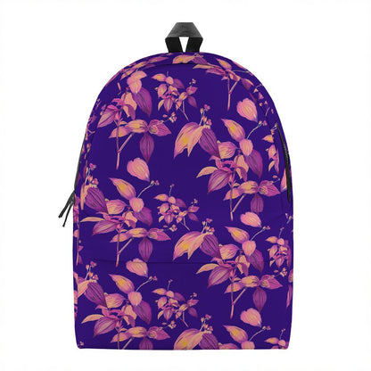 Purple Tropical Hawaiian Pattern Print Backpack