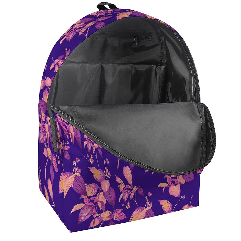 Purple Tropical Hawaiian Pattern Print Backpack