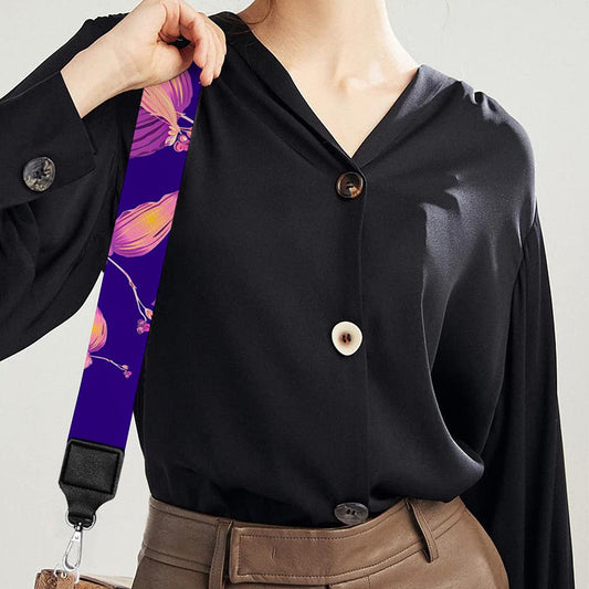 Purple Tropical Hawaiian Pattern Print Bag Strap