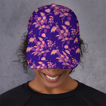 Purple Tropical Hawaiian Pattern Print Baseball Cap