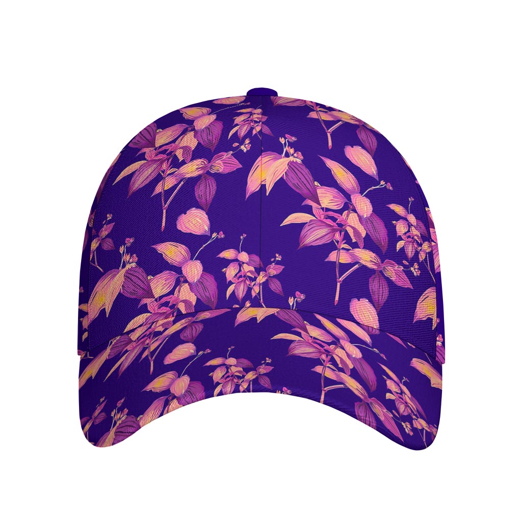 Purple Tropical Hawaiian Pattern Print Baseball Cap