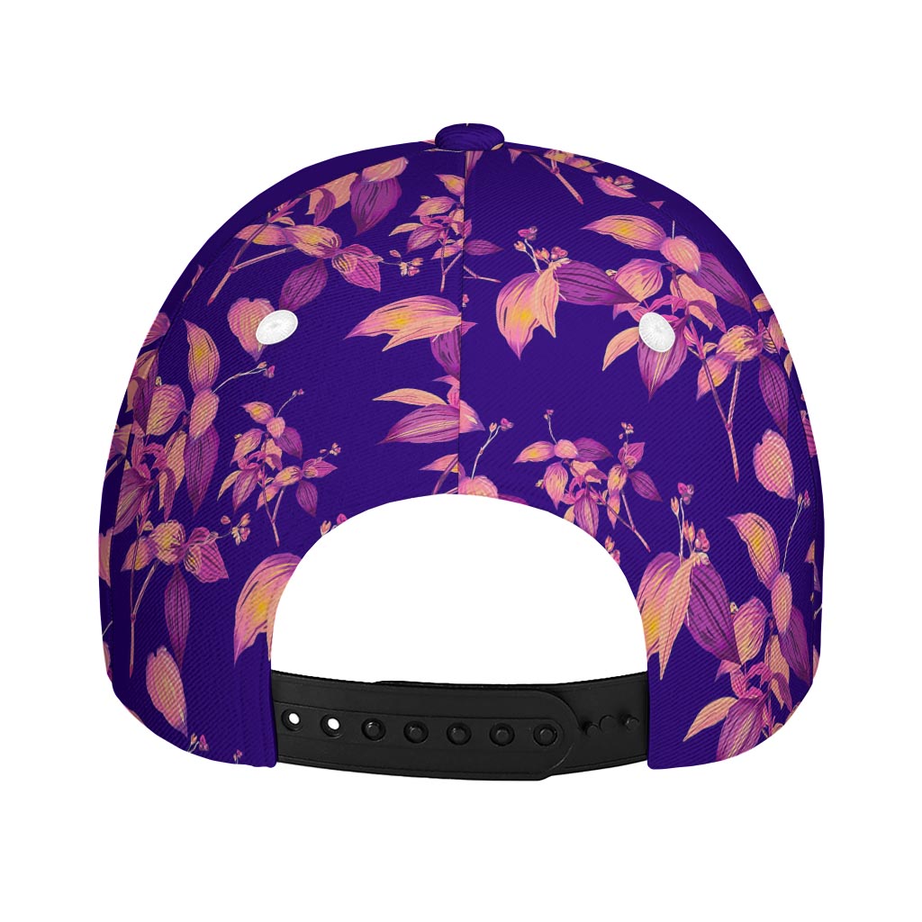 Purple Tropical Hawaiian Pattern Print Baseball Cap