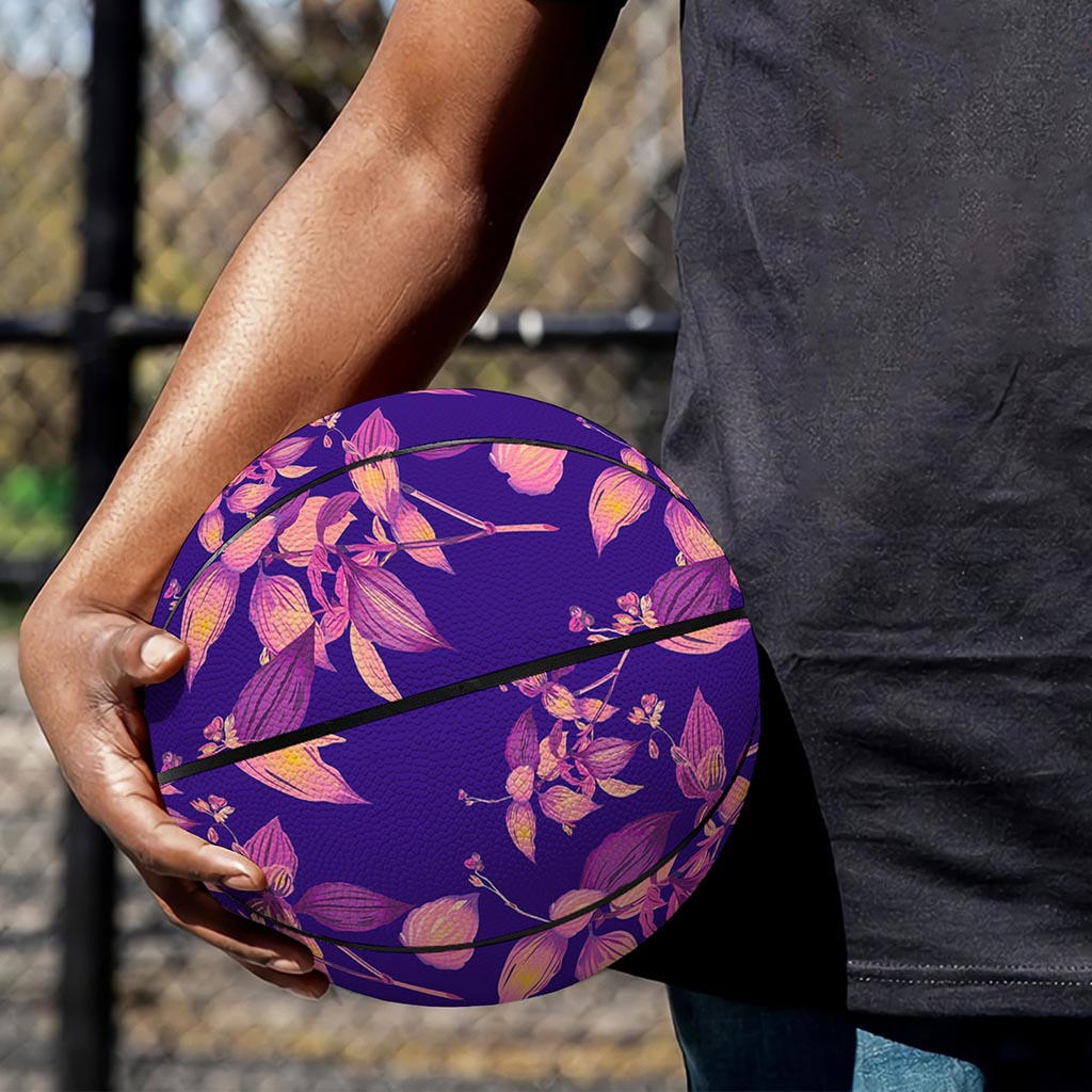 Purple Tropical Hawaiian Pattern Print Basketball